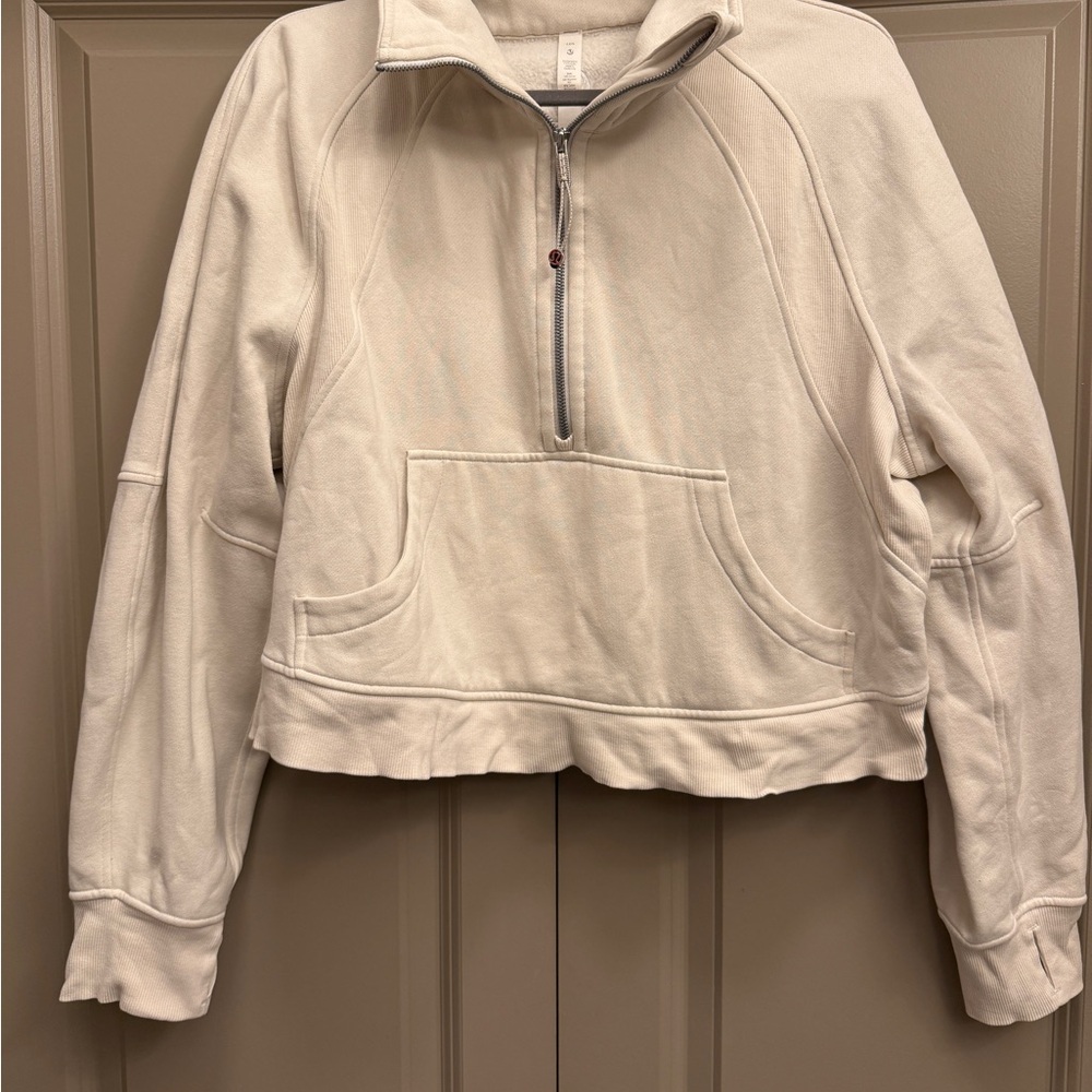 Lululemon White Half-Zip Scuba Pullover